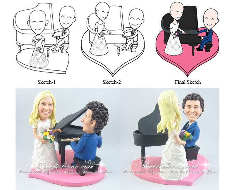 Piano Player Wedding Cake Toppers 